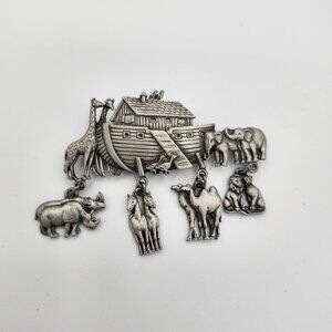 Vintage Noah's Ark brooch Signed "JJ" (Jonette Jewelry)